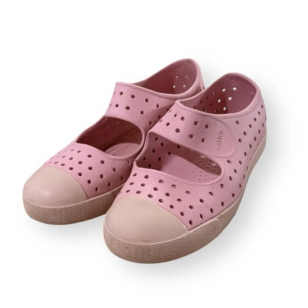 Native Jefferson Juniper Shoe Youth Girls J3 Rose Pink/Dust Pink Mary Jane